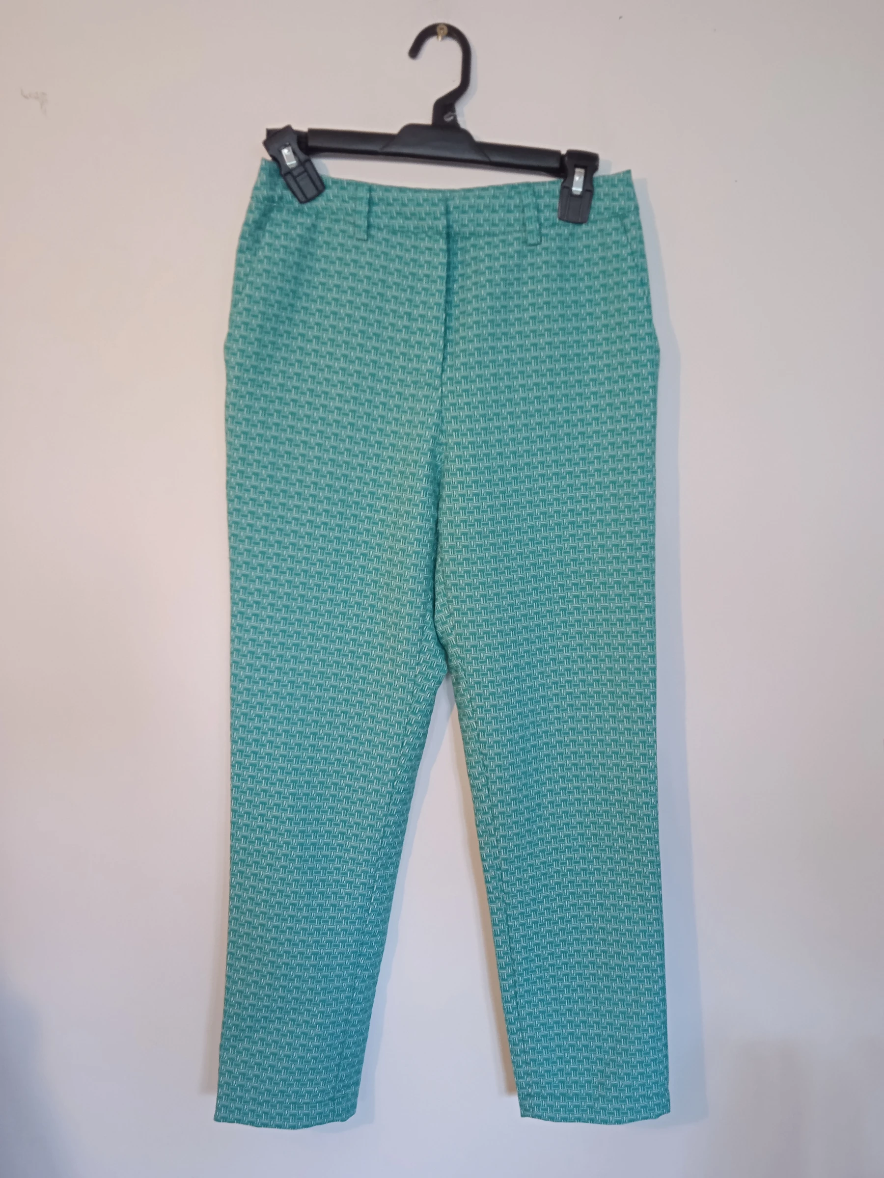 Pantalon droit taille haute, vert et blanc Etam taille 34/36